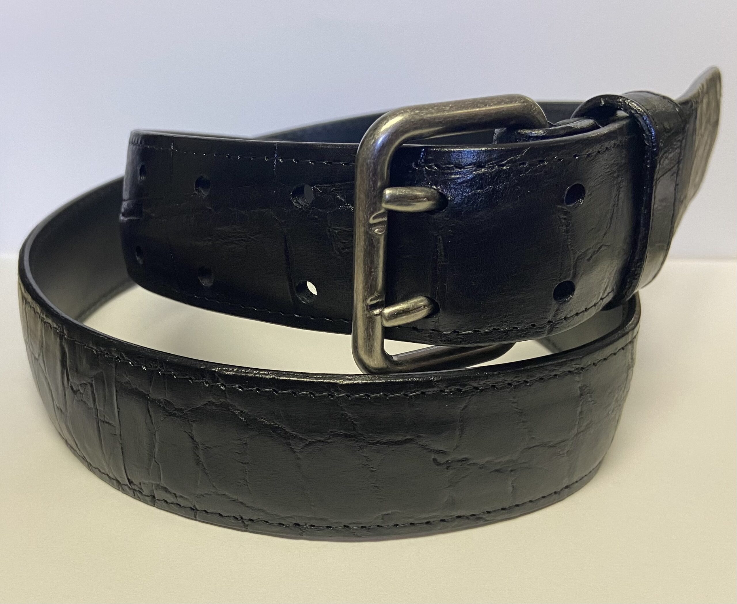 Alligator Belly Black Matte 1.5″ Biker Belt : Acadian Leather