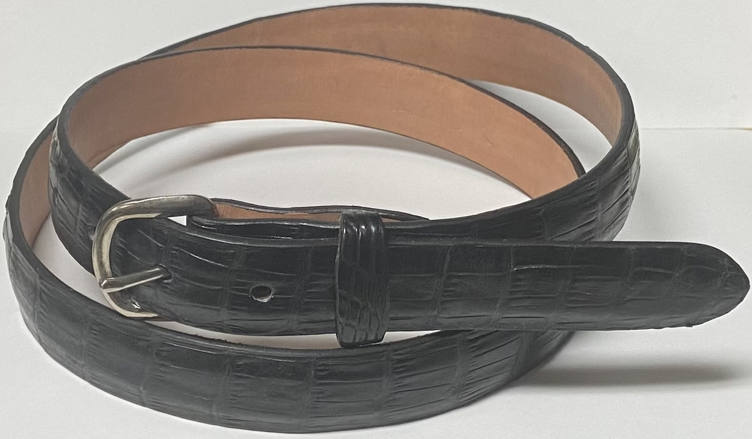 Alligator Belly Black Matte 1″ Belt : Acadian Leather