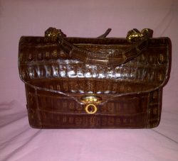 brown alligator bag