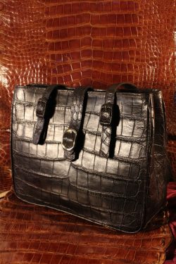 black leather purse