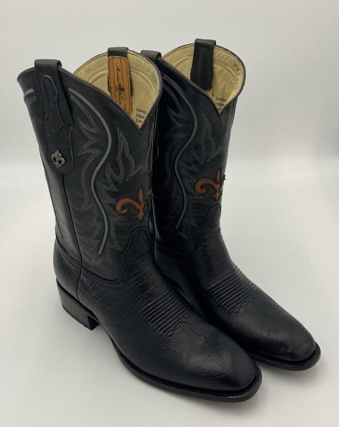 Ostrich Black Belly Boots : Acadian Leather