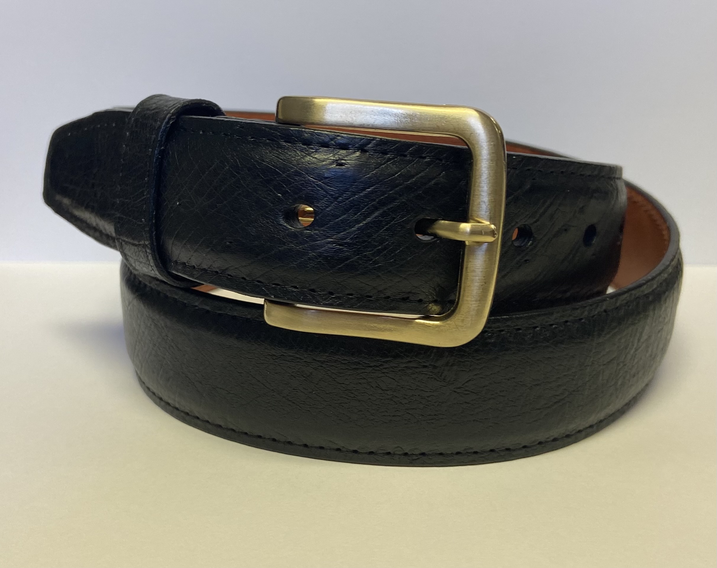 Ostrich Black Belly Matte 1.5″ Belt : Acadian Leather
