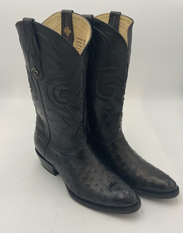 Ostrich Black Full Quill Boots : Acadian Leather